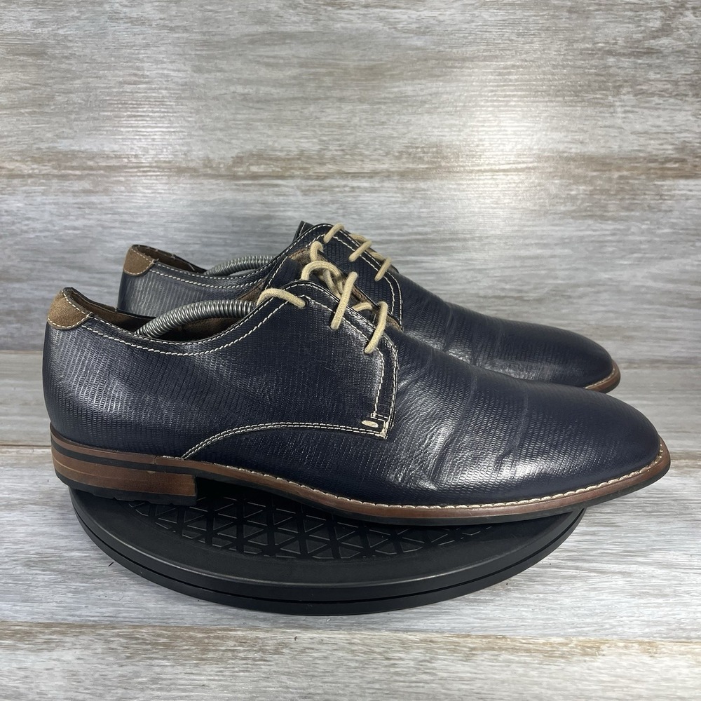 Steve Madden Men's Penter Blue Faux Leather Oxford Dress Shoes Size 10.5 - Picture 3 of 10